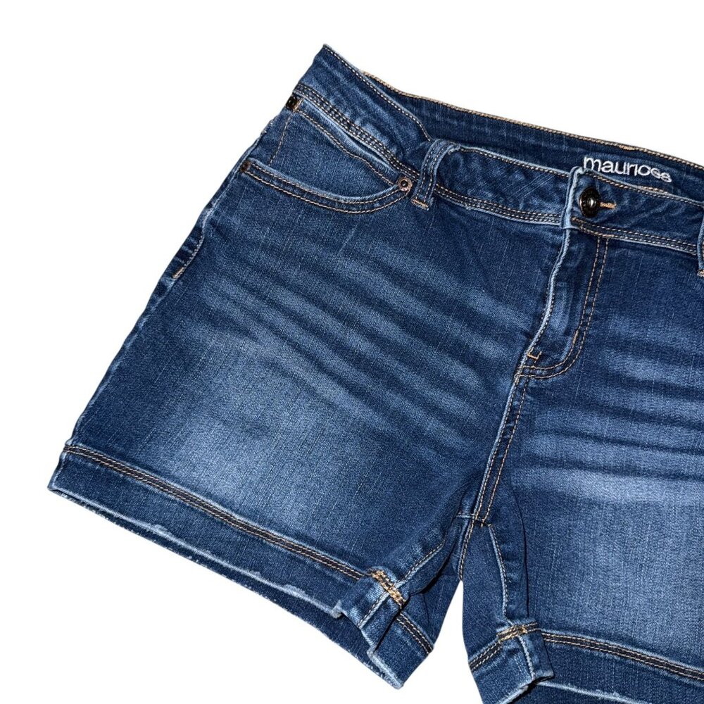 Maurices Dark Wash Shorts Womens Juniors 11 12 Pockets Stretch Blue Summer - Picture 2 of 7